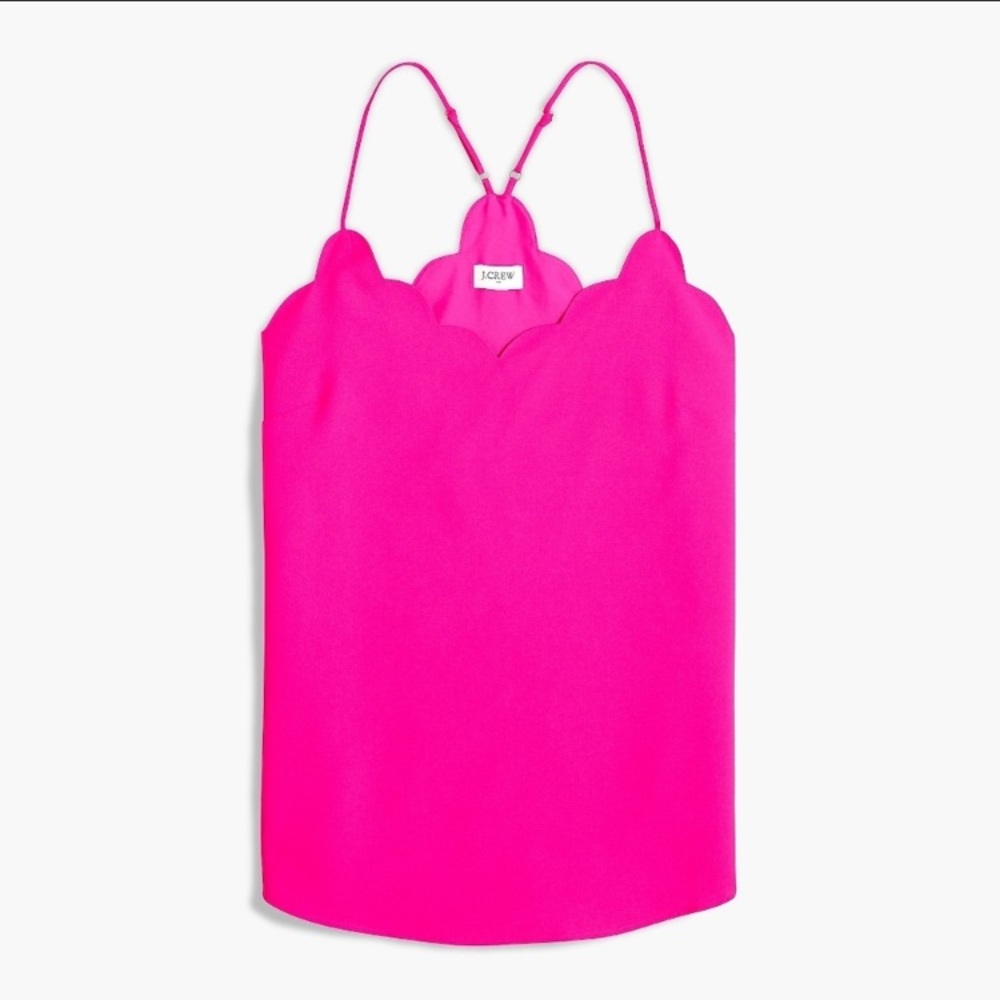 J. Crew Hot Pink Scallop-Edge Tank Top